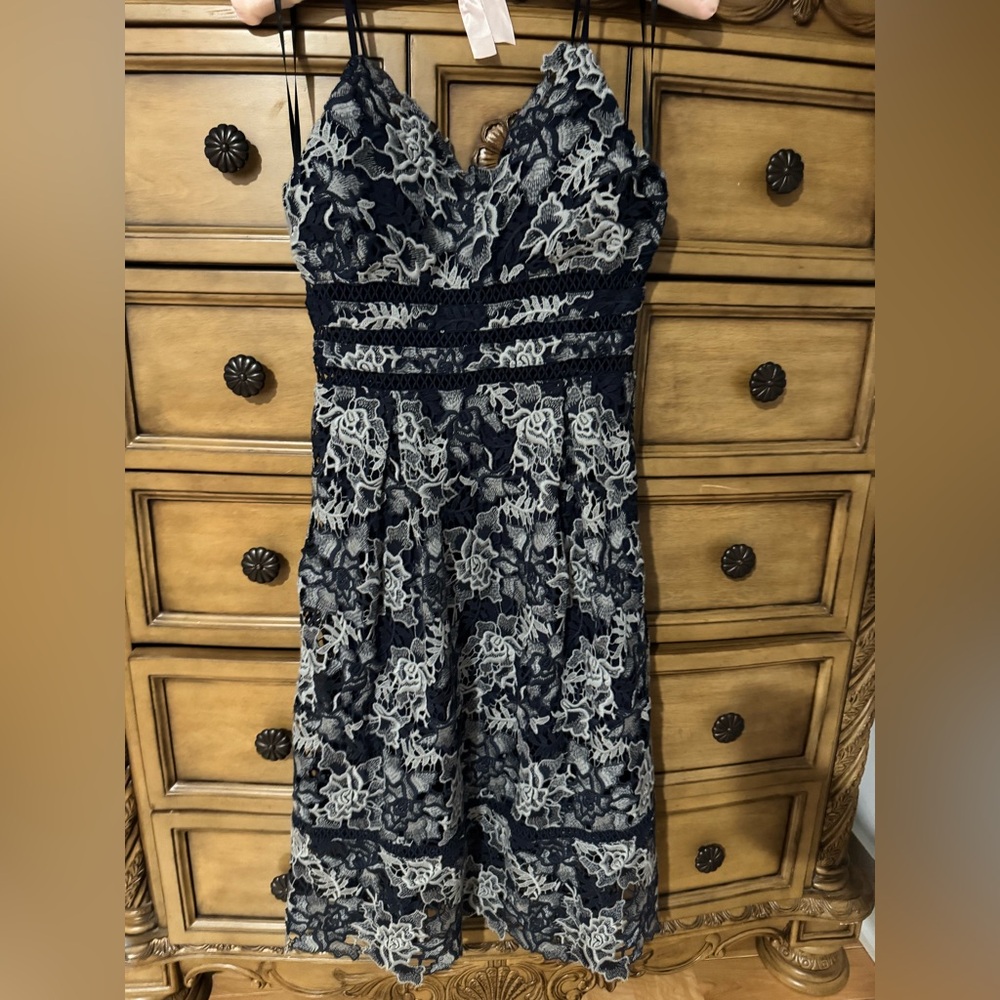 Anthropologie Navy lace lined Dress